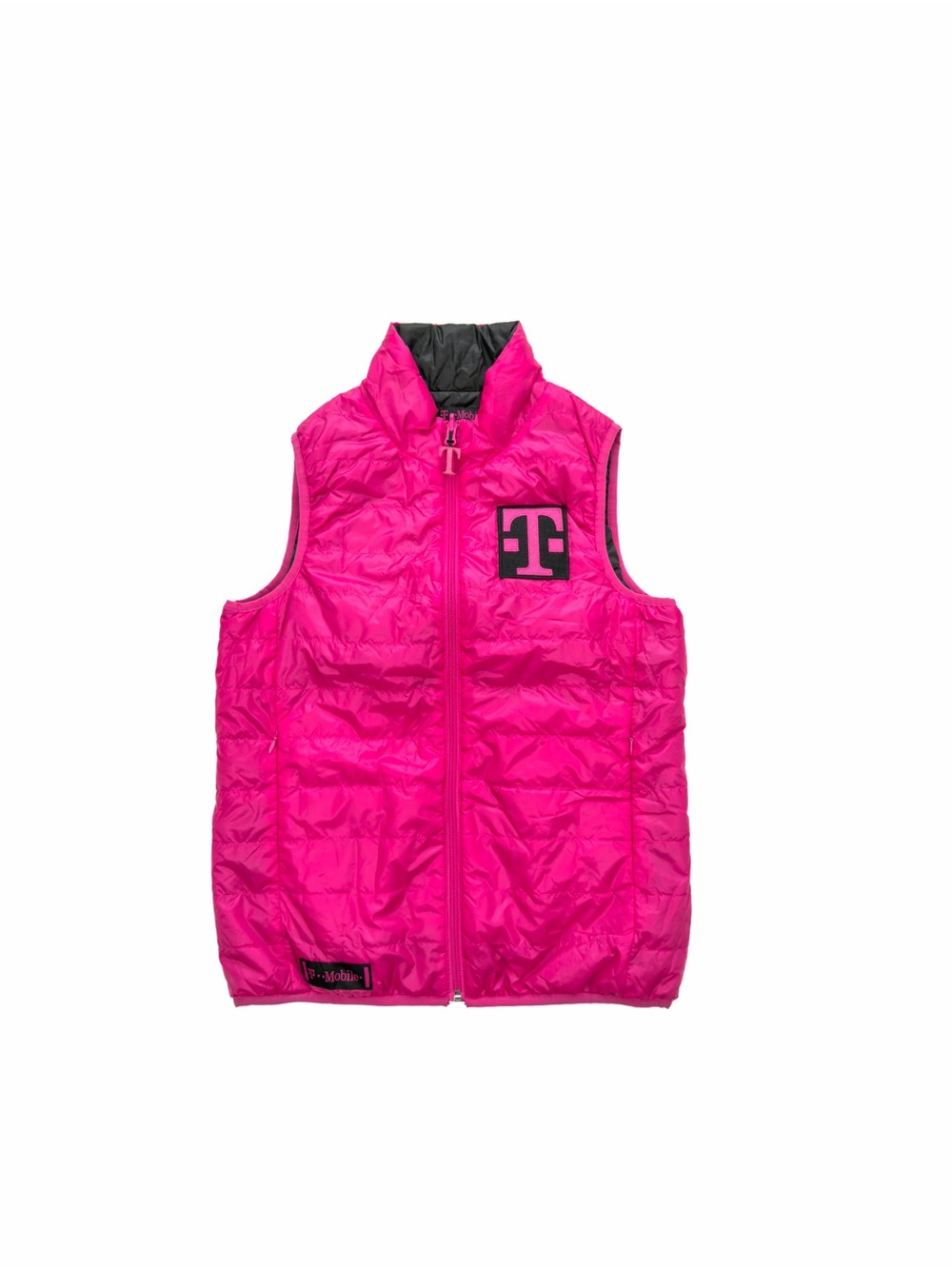T-Mobile Employee Puffer Vest Womens XS Reversible Magenta Black Zip Uniform